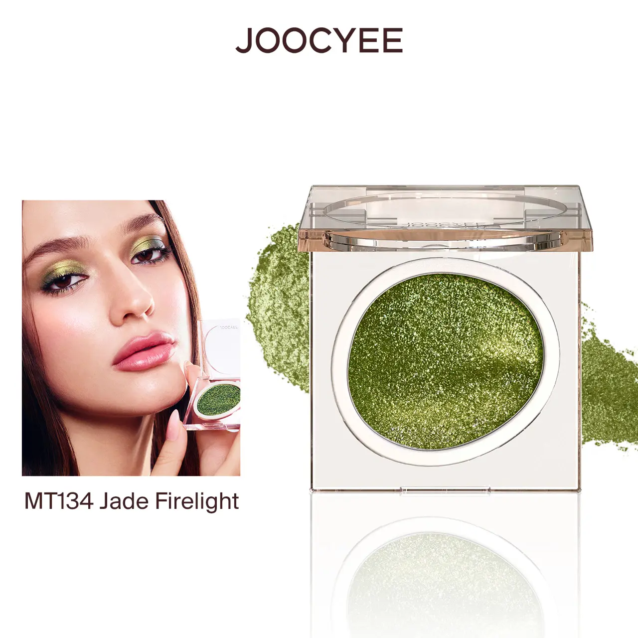 JOOCYEE Single Eyeshadow, High Pigment Shimmer Finish, Long Lasting & Crease-Proof, Beginner-Friendly Glistening Eye Makeup, Single Item, Smokey Eye, Bling Effect, Adults, Alt Makeup, Ethereal Eyes