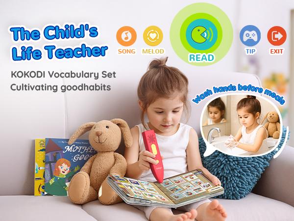 KOKODI Talking Pen Book Set for Kids - Fun, Diverse Interactive Kids Learning Materials with English Words, Mother Goose Nursery Rhymes, 700+ Touch Points, Songs, Sounds, Games, Screen-Free Learning Toy, Toddler Gift
