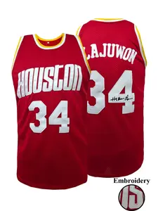 Men's #34 Retro Basketball Jersey, Houston Letter Embroidery Design, Loose Sleeveless Crew Neck Tank Top, Suitable For Basketball Training, Match, Sports, Running, Fitness, Street Fashion, Unisex