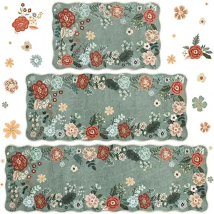 Floral Kitchen Rugs Mats for Floor 3 count, Farmhouse Non Slip Kitchen Rug Runner, Washable Non Skid Kitchen Rugs, Comfort Standing Mat for Laundry, Desk, Bar, Office