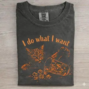 [SALE UP TO 40% ]  I Do What I Want Funny Cat Shirt, Sassy Cat Knocking Over Glass Tee, Retro Vintage Graphic Cat T-Shirt, Funny Pet Lover Gift.