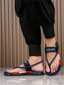 2026 New Style Men's Wear-Resistant Dual-Wear Flip-Flops, Flip Flop Sandals, Trendy Color-Blocked Stripes, Non-Slip and Shock-Absorbent, Suitable for Driving, Shopping, Seaside Vacation and All Occasions