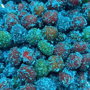 Sour Blue Razz Sour Gusher Balls - Mega Sour Blue Raspberry Flavor, Gelatin-Free, Gluten-Free, Vegan, Crafted for  Sour Thrill Seekers