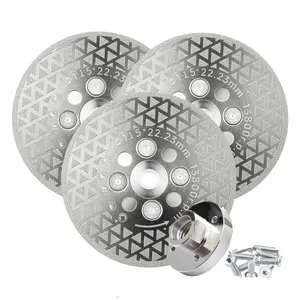 3pcs SnapFixMate Grinding Cutting Diamond Blade - Granite Grinding Wheel 4.5"/115mm 5/8-11 Flange, Angle Grinder Electroplated Diamond Cutting Disc for Beveling Shaping Marble,Porcelain,Ceramic Tile,Quartz