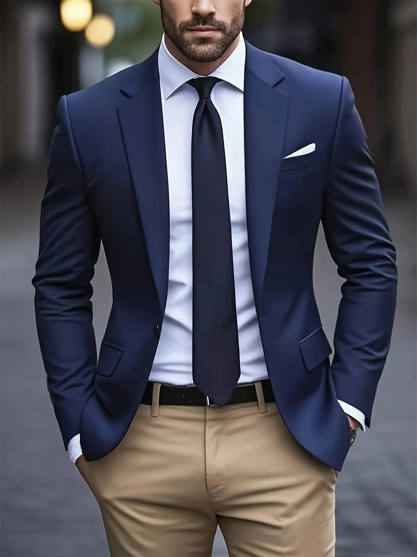 Men's Business Formal Casual Daily Commute Work Clothes Office Jacket, Single Button High-End Men's Outerwear, All-Season Basic Shirt Suit Coat