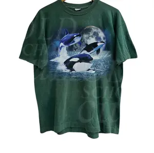 Three Orcas Vintage 90s Graphic Shirt, Sea Animal Moon Tshirt, Retro Ocean Nature Shirt, Sealife, Ocean, Whale, Orca, Turtle, Dolphin Shirt Top Underwear Streetwear