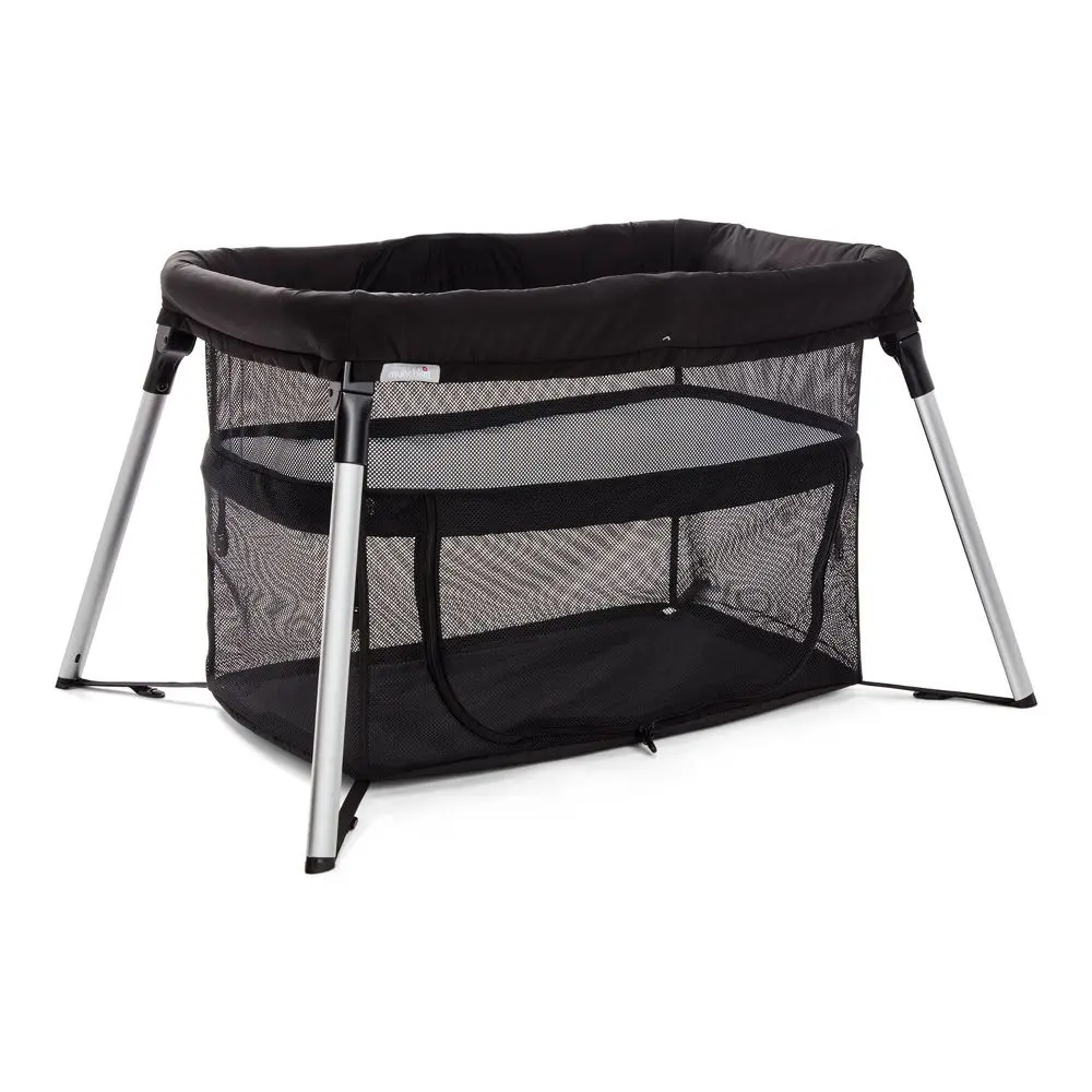 MUNCHKIN Ultra-Lite 3-in-1 Playard, Portable Polyester Crib for Infant with Backpack Carry Case, Black