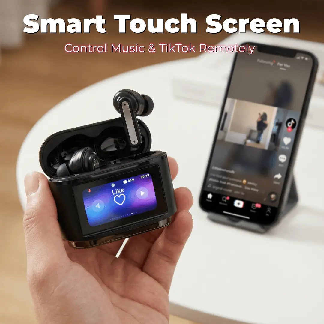 Fluffdrip BD-2 Smart Display Bluetooth Wireless Earbuds for Tablet Use, with ANC+ENC Active Noise Cancellation, 16-Language Support, "Find My Earbuds" Functionality, Type-C Fast Charging #SummerWins #DealsForYouDays