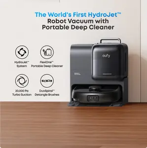 eufy E28 Omni Robot Vacuum and Mop Combo,HydroJet System,with Portable Deep Cleaner for Carpet,20,000Pa Turbo Suction,Zero-Tangling,Corner to Edge Deep Cleaning,with auto All-in-One Station