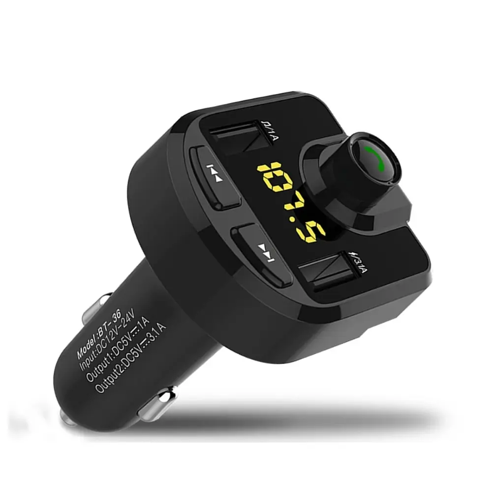Bluetooth FM Transmitter Wireless Stereo Adapter with Dual USB Fast Charge, LED Display, AUX Input, TF Card/U Playback, Hands-Free Calling for Car