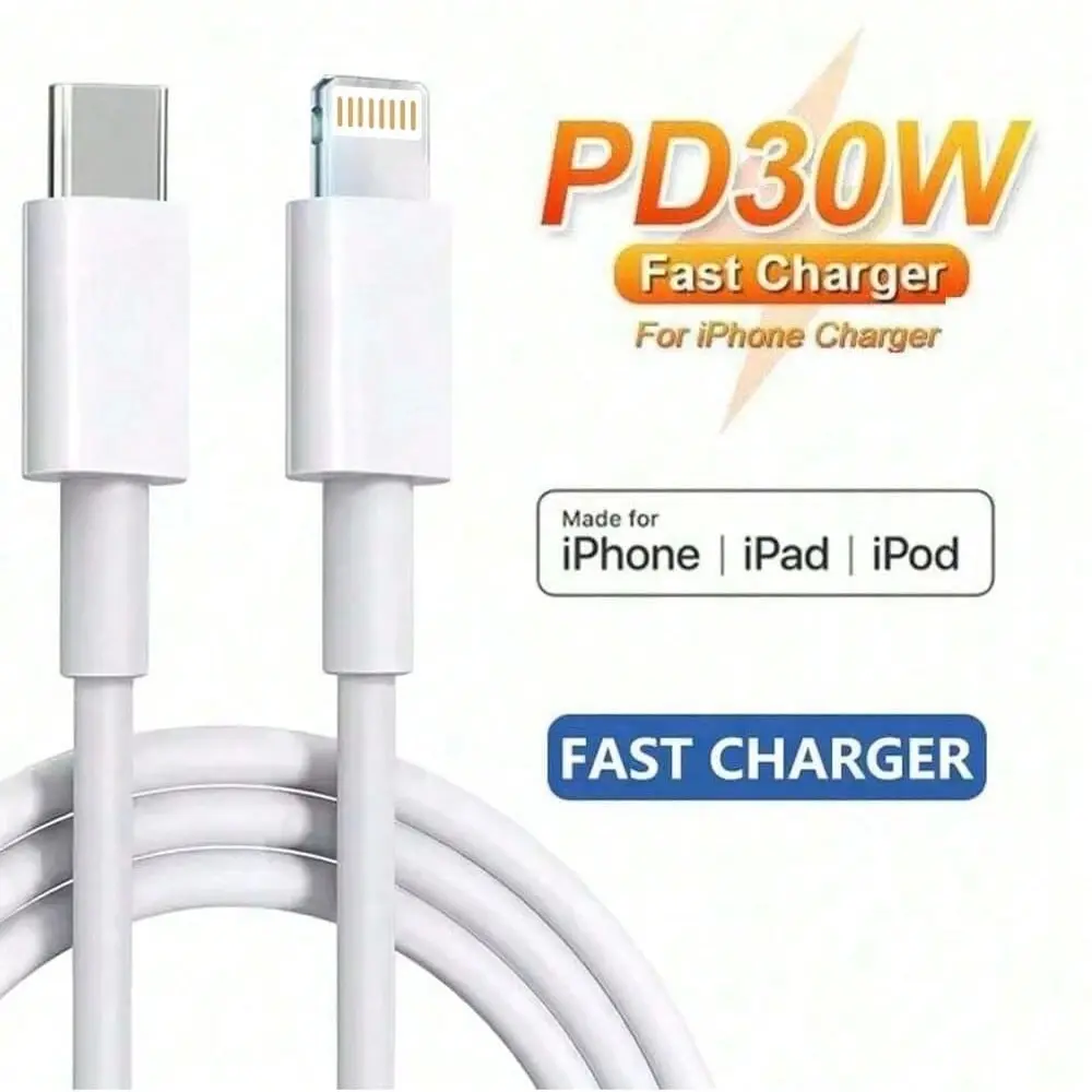 Mfi Certified iPhone Charger, 30w USB-C to Lightning Data Cable, Fast Charging, Fast Charging Cords, Lightweight, Compatible with iPhone 14/13/12/11/x/XR/XS/8/7/6/se/iPad/macbook