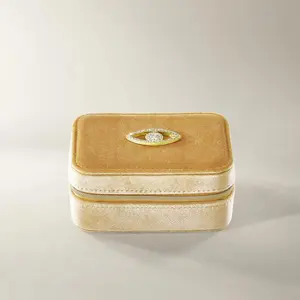 Z Gallerie Velvet Jewelry Case Box - Elegant Organizer, Mirrored Storage with Evil Golden Accents, Elegant Jewelry Organizer, Mirrored Jewelry Storage