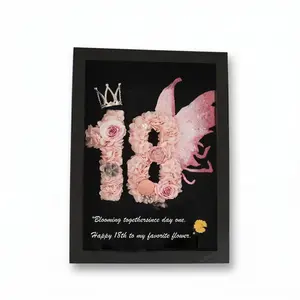 graduation gifts class of 2026 us Custom Flower Number 18 Shadow Box Art Present, Unique Romantic Keepsake for Girlfriend BFF Sister, Sentimental Fairycore Room Decor Frame With Quotes Aesthetic