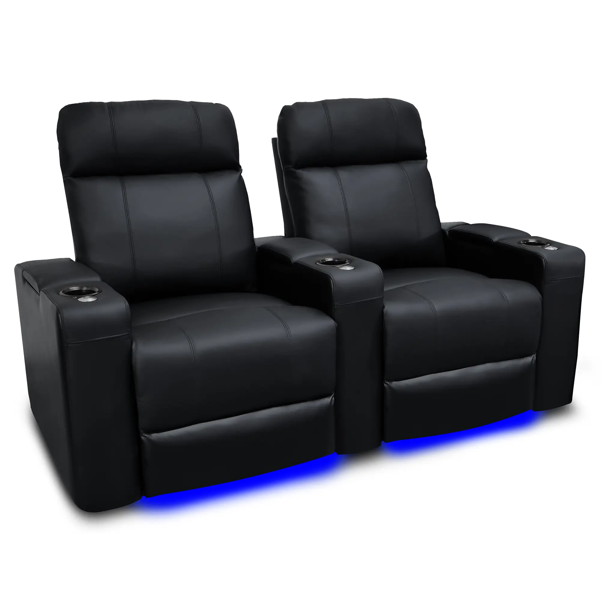 Valencia Piacenza Luxury Leather Home Theater Seating Row of 2, Onyx