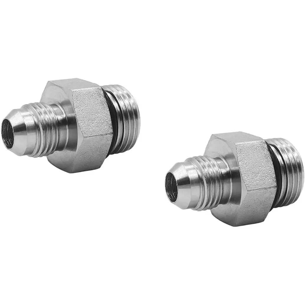 (2-PACK) Carbon Steel Hydraulic Hose Adapter Fitting - 3/8" Male JIC 37° Flare (9/16"-18UNF) × 1/2" Male O-Ring Boss (3/4"-16UNF) SAE Straight Pipe Tube Connector, All-Season SAE 3/8" to 3/4" Tool for Hardware & Garden Tool Accessories
