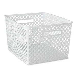 Large White Decorative Storage Basket for Home Organization - Stylish and Durable