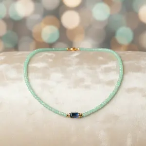 Ocean Mist Beaded Necklace-Gold LM