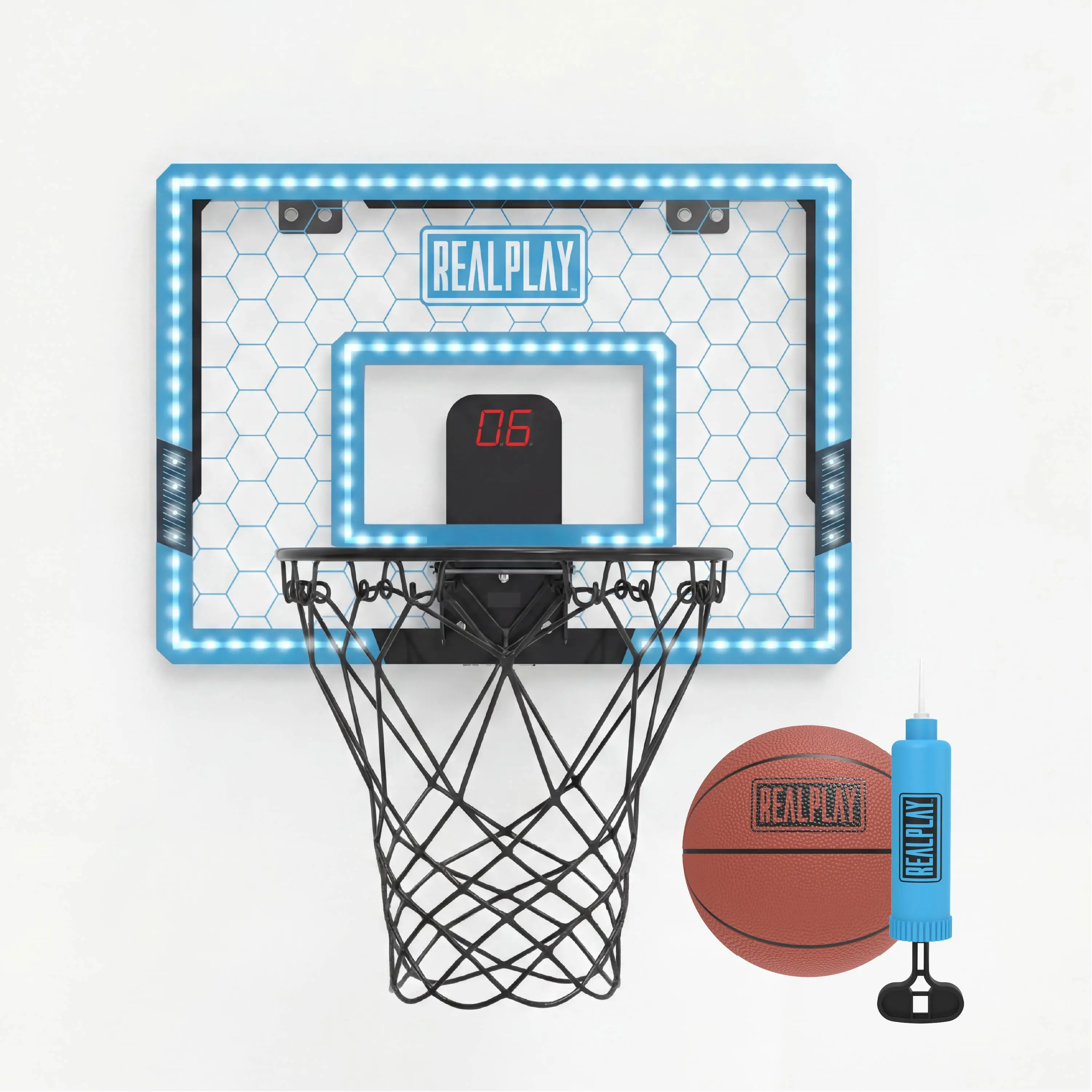 Realplay Mini Basketball Hoop – Indoor Over-the-Door Basketball Hoop with LED Scoreboard
