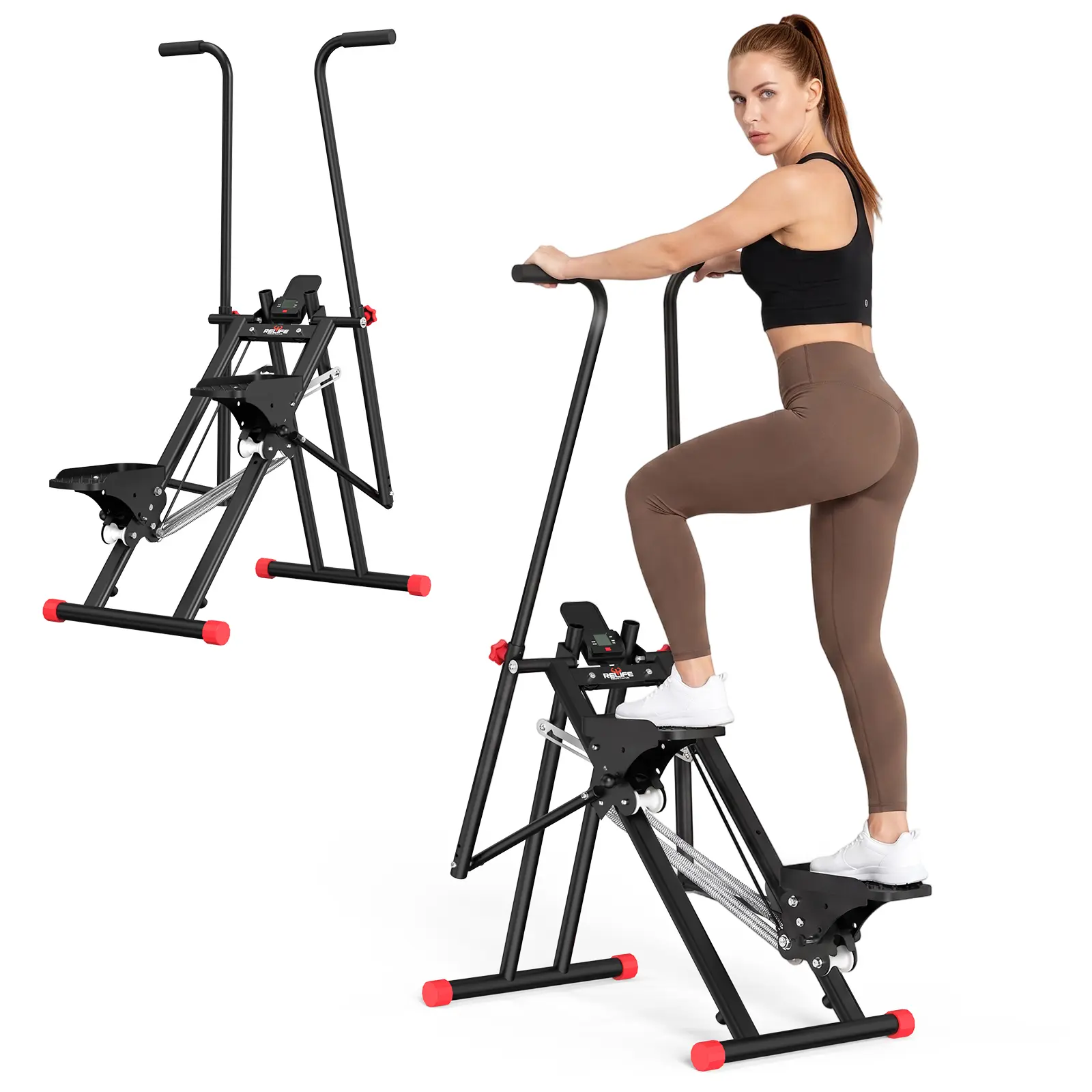 Relife Sports New Version Stair Stepper Vertical Climber, Adjustable Resistance & Incline, Extended Step Range with Built-In Tablet Holder Compact Full-Body Home Workout Equipment