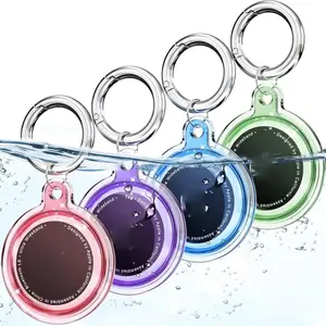 4 Pack Airtags Holder,Air tag Case Waterproof for Apple Airtags 4 Pack with Air Tags Keychain,Compatible with Apple Air Tag,Dust and Scratch Proof for Kids,Cat, Bags, Keys, Luggage, Smart Key Finder - 4 Color, No Airtags Included