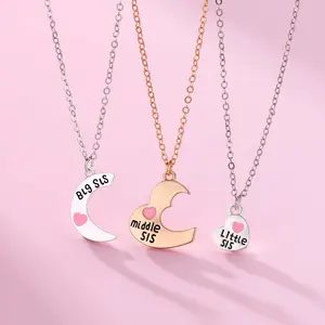 Multicolor three-piece heart-shaped Mother's Day necklace daily gift jewelry
