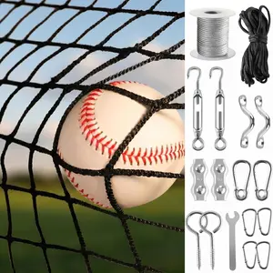 Baseball Softball Backstop Nets,Sports Net with 33ft Rope or Steel Hanging Kit, Nylon Nets Also for Basketball Soccer Lacrosse Hockey