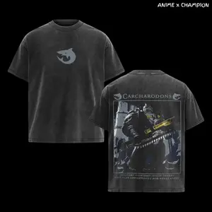 Warhammer 40K Carcharodons Washed Graphic Tee, Vintage Design Tabletop Tshirt gifts men shirt Cotton Fabric Soft Top Menswear streetwear
