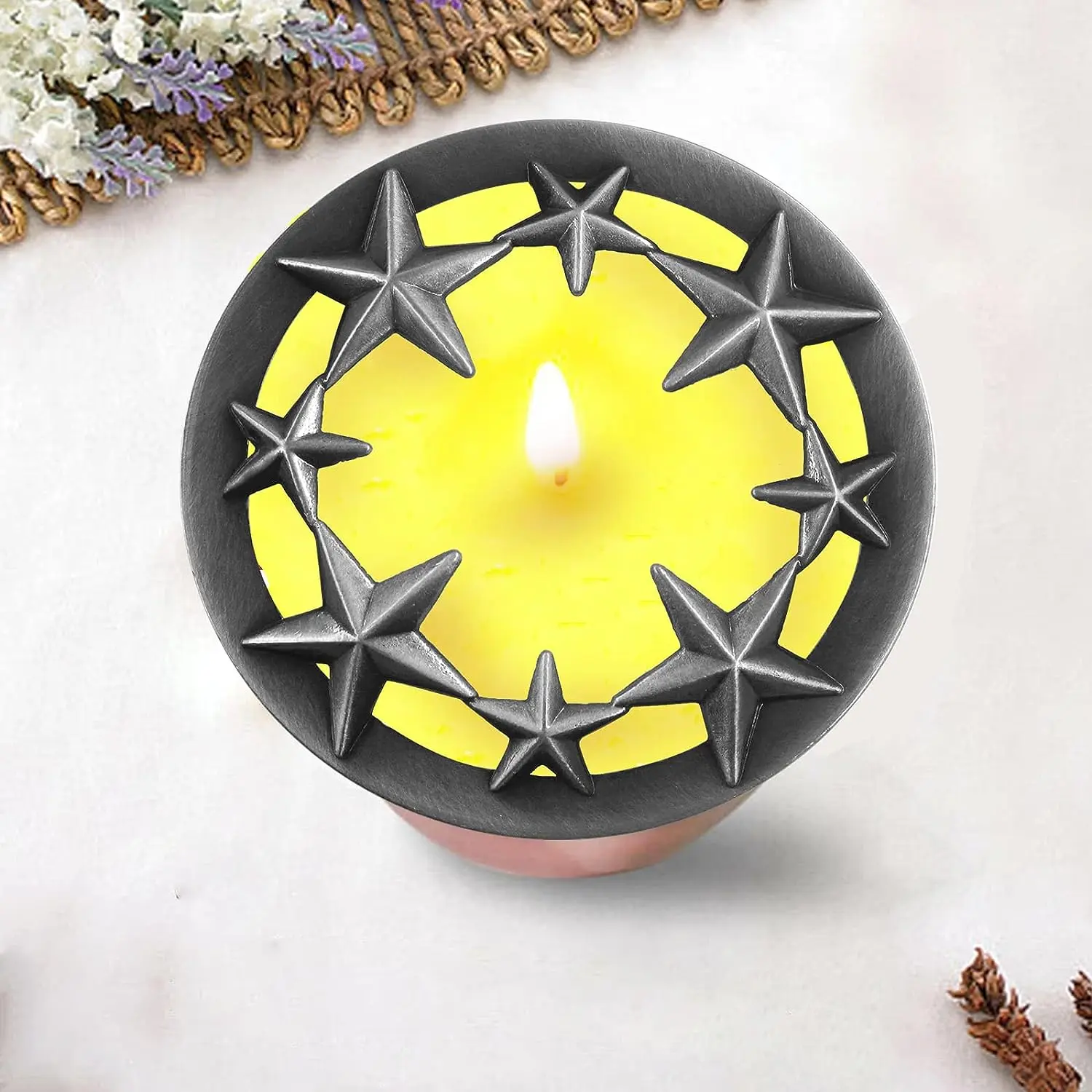 Candle Toppers Scented Candles Cover,  Shade Sleeves for Candle Jars, Candle Accessories Lid Decor Ornaments Decoration Tin