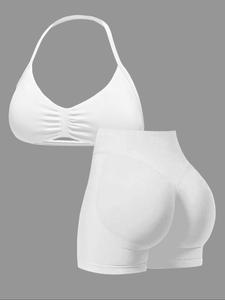 new women's sports set, high waist yoga shorts, sleeveless vest top, butt lifting running, fitness gym wear