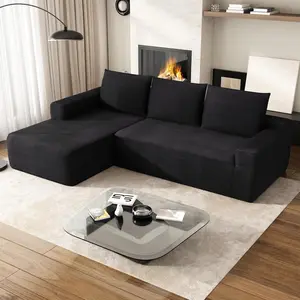 97" Modular Sectional Couch Sofa Modern Boneless Sofa with L-Shape Chaise, Deep Seat Cloud Sofa Corduroy Corner Foam Couches for Living Room,No Assembly Required