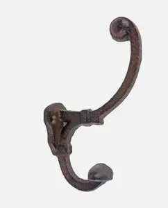 Rustic Double Wall Hook Cast Iron Hat Towel Coat Key Hanger Antique Style