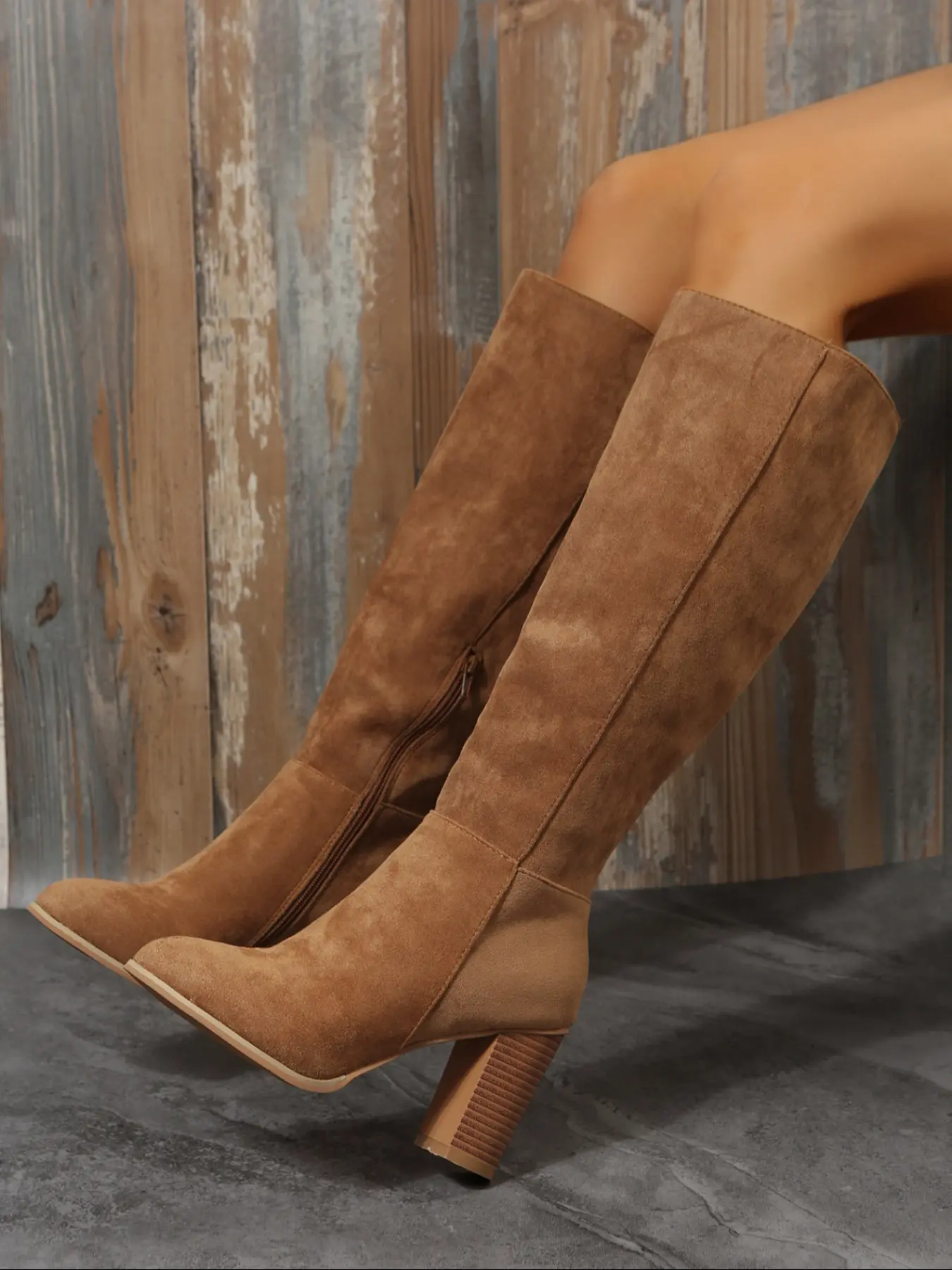 Women's new over-the-knee chunky heel long boots, versatile wide-leg pointed toe knee-high boots, Western boots, Thick Heeled Boots, suitable for autumn and winter outdoor wear, ideal for daily casual wear and party events