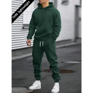 Trendy men's lightweight regular-fit hoodie and jogger set with personalized number and letter print patterns, stylish casual wear featuring pockets and an elastic waistband, suitable for spring/autumn wear and a great gift for husbands or boyfriends, per