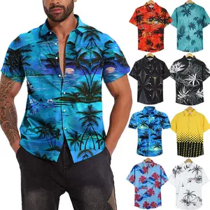 Menswear Hawaiian Shirts Breathable Fashion Tops Aloha Summer Lightweight Floral Casual Beach Button-Down Cruise Holiday Party Tropical Fabric Stretch Relaxed Fit Polyester Wrinkle
