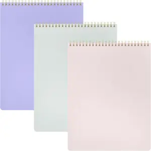 Top Bound Spiral Notebook, 3 Pack, Lined Notepad, (Lavender/Blush/Light Grey), 70 Sheets (140 Pages) Per Notebook, Wide/Legal Ruled, 8.5 inches x 11 inches
