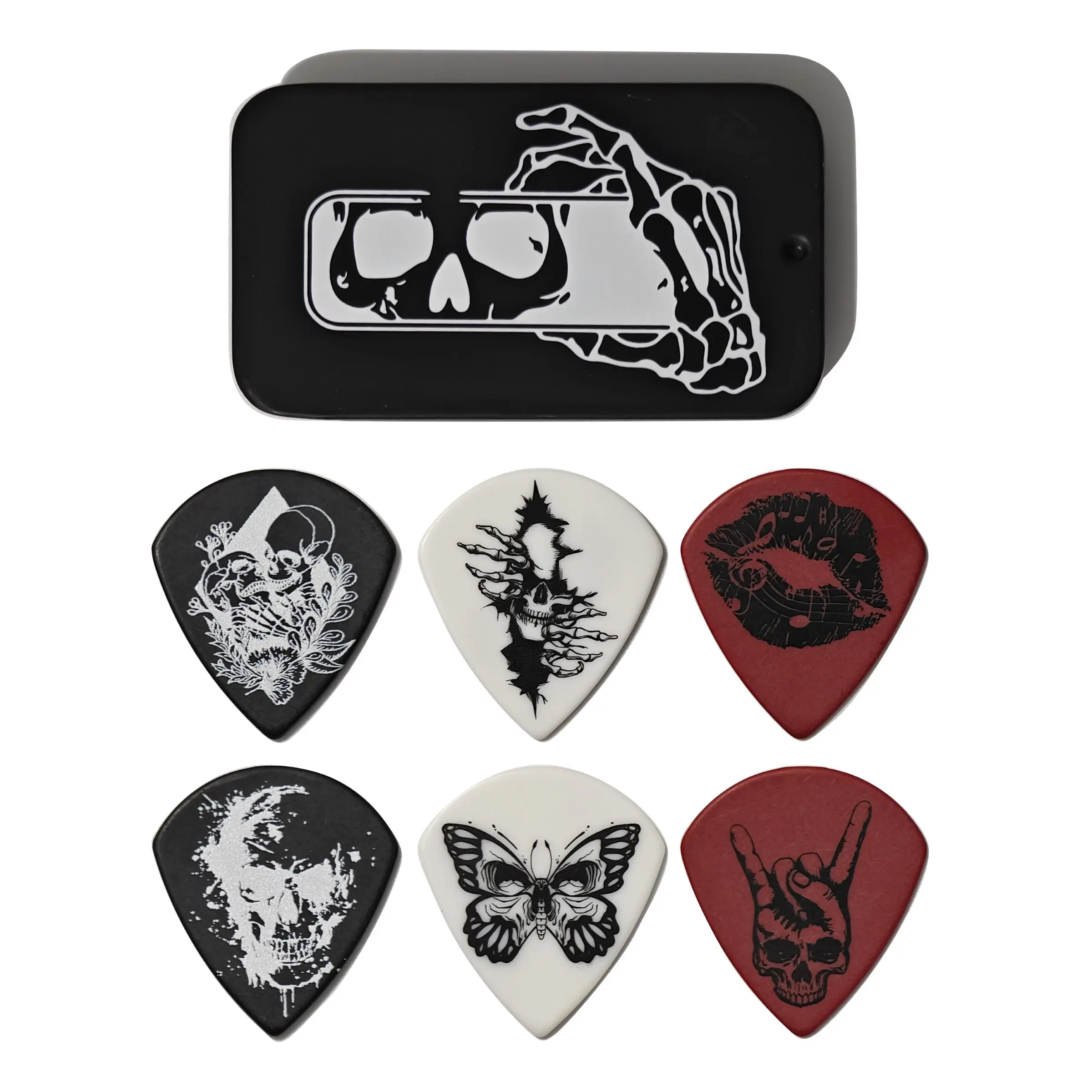 Guitar Picks with Storage Box, 6pcs Mixed Thickness Guitar Pick with Storage Box, Musical Instrument Accessories for Acoustic Guitar & Bass Guitar, Ukulele, Guitar Pack