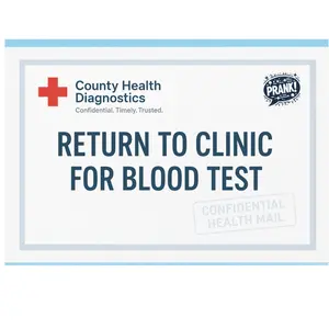 County Health Diagnostics STD Test Results Prank Postcard - Anonymous Delivery, High-Quality Design, Perfect for Prank Wars & Hilarious Surprises