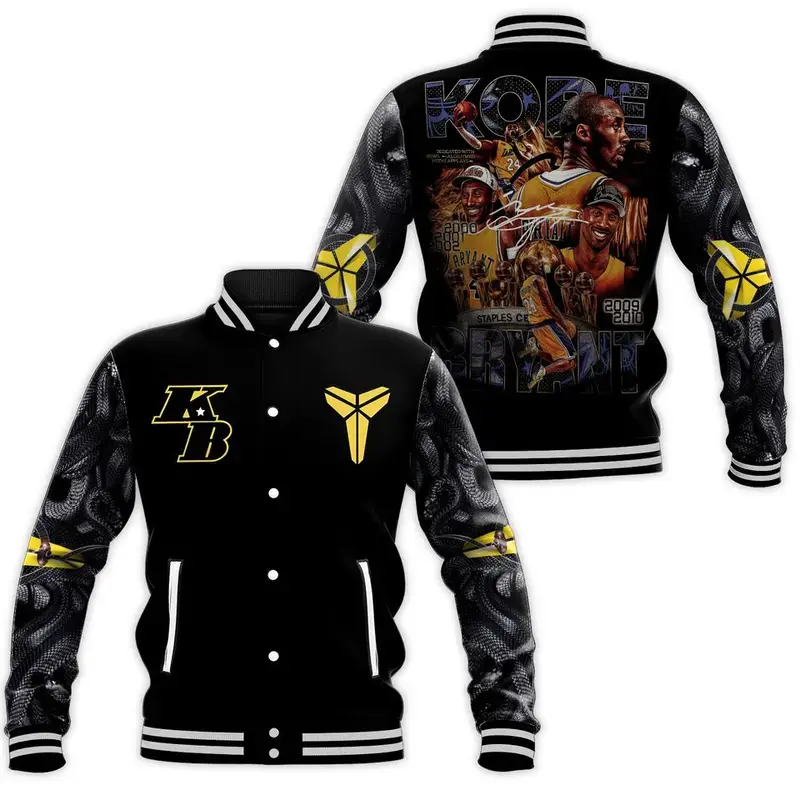 Kobbe Black Mammba Baseball Jacket, Basketball Legend Champion Graphic Varsity Coat, Everyday Casual Jacket