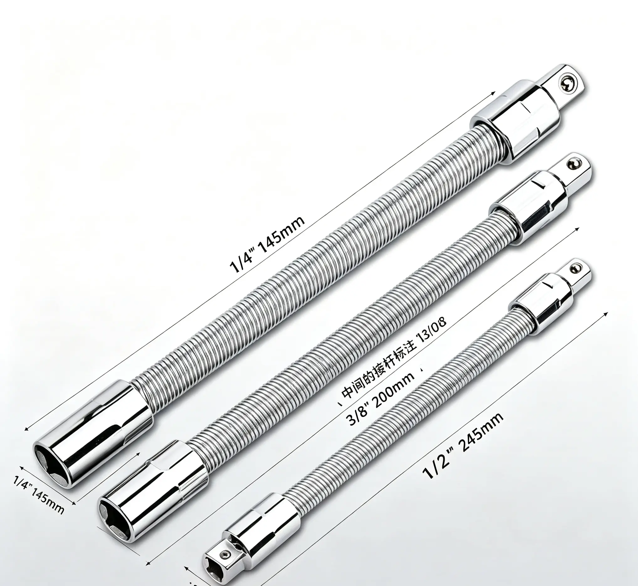 1/2 Inch Adjustable Socket Wrench with 3 Bendable Extension Shafts, Wrench Extender & Connecting Adapter Rod, Portable Professional Automotive Repair Tools, Multi-functional Home Outdoor Mechanic Gear, Wonderful Father’s Day Gift