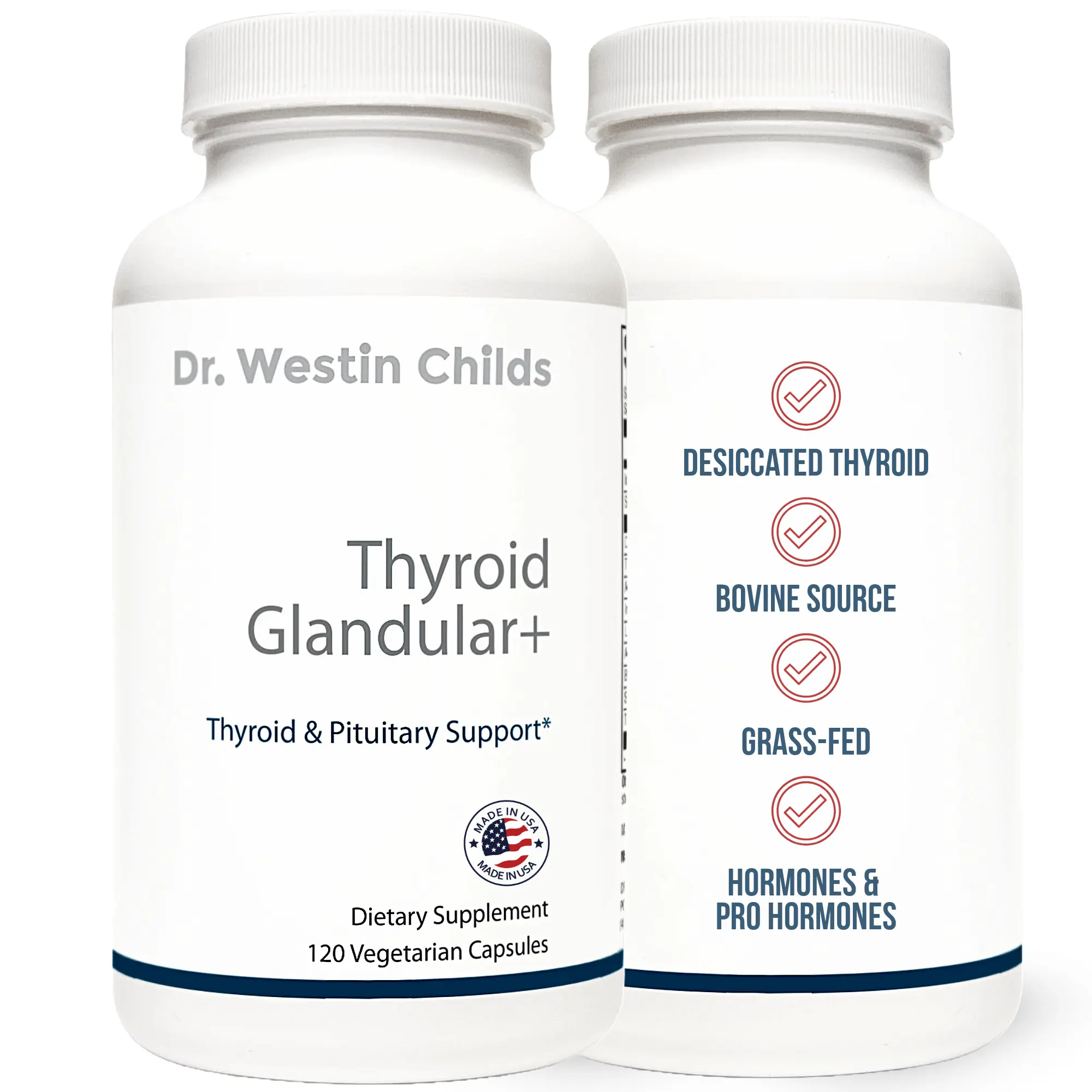 Dr. Westin Childs - Thyroid Glandular+ Raw Grass-Fed Desiccated Bovine Thyroid Support for Women with Hypothyroid, Hashimoto's, Energy & Metabolism Supplement - L-Tyrosine, Selenium, Iodine & More 120 ct