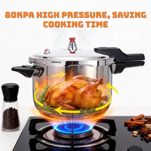 5.28 Quart Extra Large HCX Pressure Cooker | Explosion-Proof, Induction/Gas Compatible | Fast Cooking for Home & Restaurant