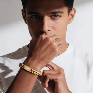 14mm Gold Miami Cuban Link Initial Bracelet – Custom A–Z Letter 18K Real Gold Plated Stainless Steel Solid Bracelet Waterproof & Scratch-Resistant Comes Perfect Gift for Boyfriend or Girlfriend chain