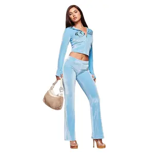 BLARE VELOUR POCKET TRACKPANT - ICE BLUE