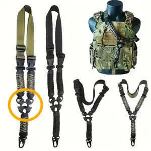 Sturdy Nylon Vertical Loop Tactical Lanyard with Carabiner, Multifunctional Quick-Release Single-Point Tactical Shoulder Strap for Outdoor Sports, Climbing