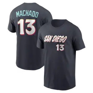 Men's Baseball San Diego Team Manny Machado 2026 City Connect Name & Number T-Shirt - Obsidian