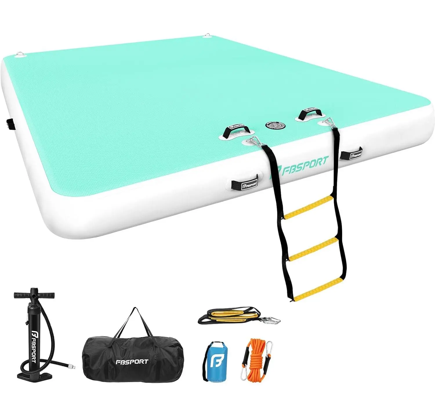 FBSPORT Inflatable Floating Dock Lake Floats for Adults, Floating Docks Platform Island Raft, Non-Slip Inflatable Water Dock Mat for Pool Beach Ocean 10ft 8ft 6ft