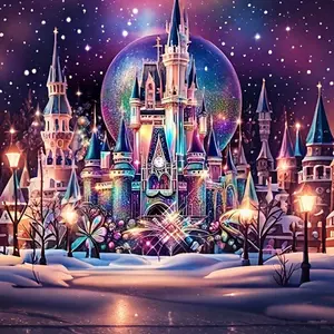Cartoon Castle Pattern DIY Diamond Arts Colorful Painting Kit without Frame, DIY 5D Diamond Arts Colorful Painting Kit, Wall Art Decor for Home