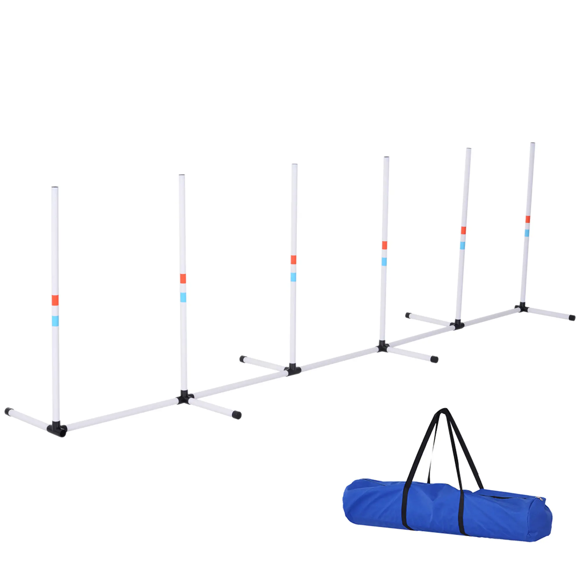 Sturdy Dog Weave Poles – Adjustable (Straight/Offset) with 600D Storage Bag. Portable & Lightweight. For Agility, Speed & Bonding. 129" L x 25.5" D x 37.25" H