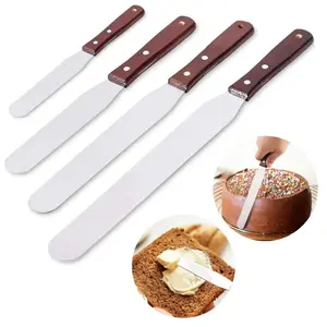 4PCS Straight Cake Spatula, Icing Spatula, Stainless Steel Cake Spatula Set, Kitchen Cooking and Baking Tools for Christmas Baking Gifts, Valentine's Day Kitchen Gifts