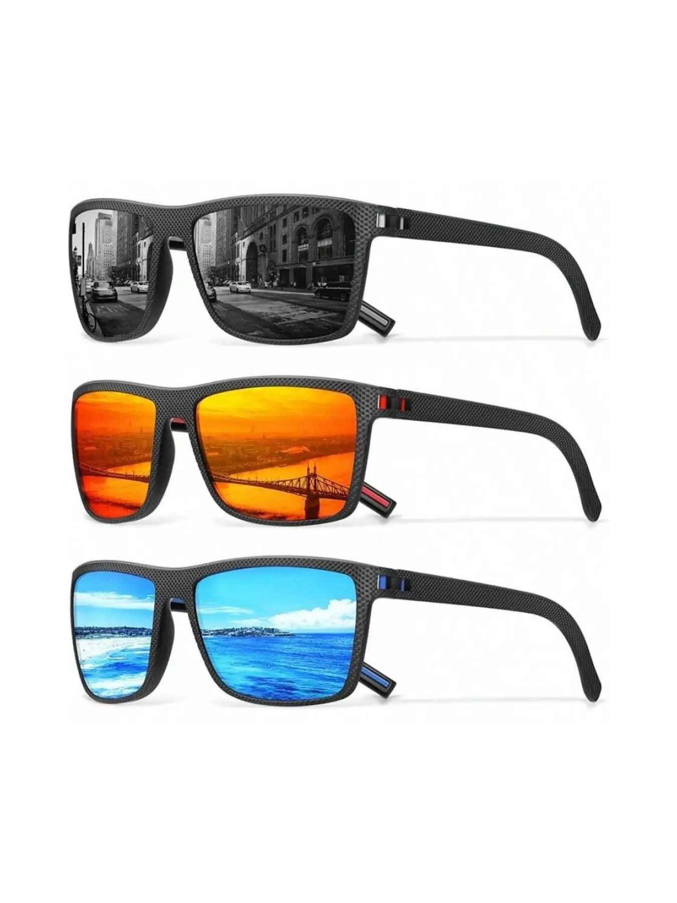 Men's Polarized Sunglasses Set, Unisex UV Protection, Vintage Classic Elegant Light Frame, Sunglasses for Sports Outdoor Golf Fishing